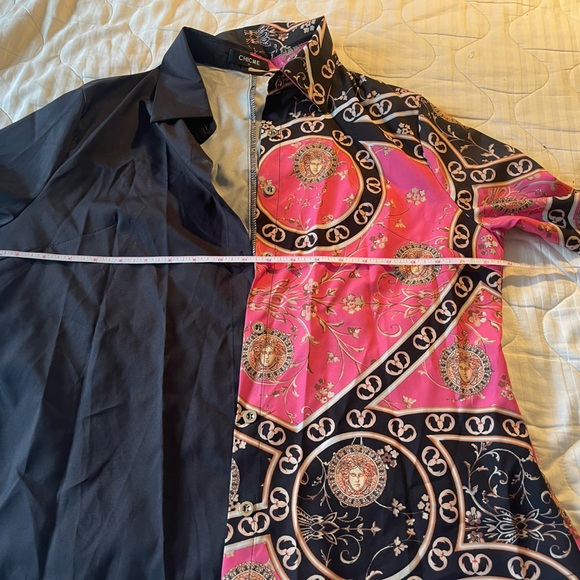 New XL (size 12) Scarf Print Colorblock Long Sleeve Button-up Top NWOT - Picture 9 of 10